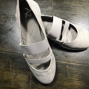 AE2 Aerosoles Gray Faux Snakeskin Flats
